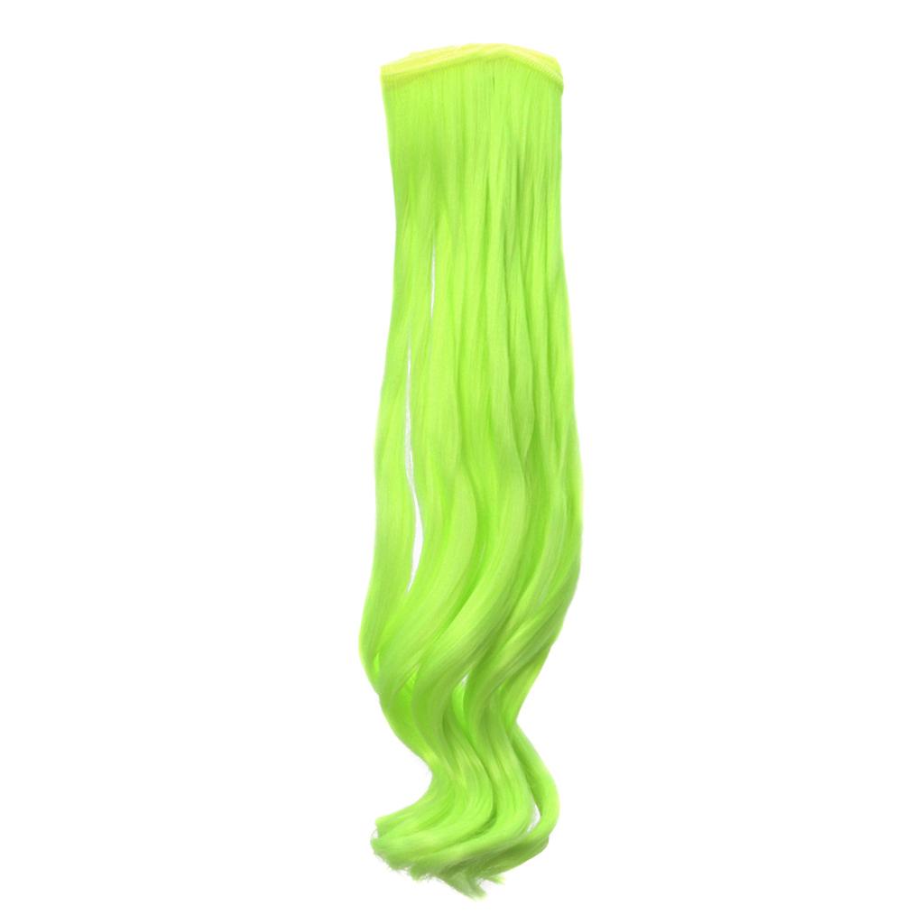 Fashion 25cm DIY Doll Wigs Long Curly Wavy High Temperature Wire Handmade Fluorescence Green