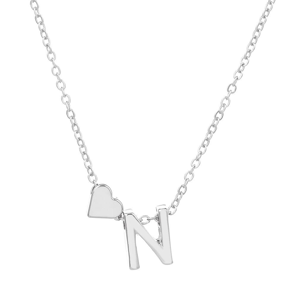 European & American Alphabet Love Heart Pendant Necklace – Versatile Peach Heart Clavicle Chain