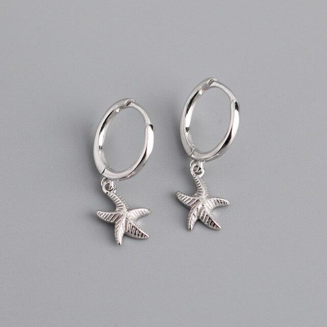 925 Sterling Silver Hoop Earring for Women Starfish Gold Silver Ear Jewelry Wholesale S-E1388