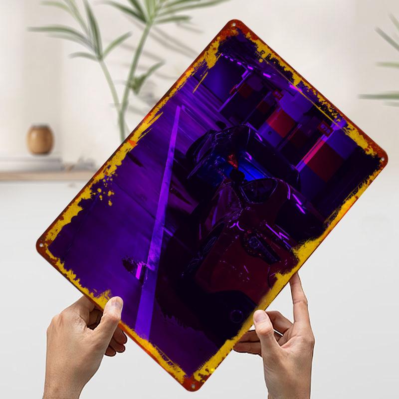 

Neon Garage Cars Printed Poster Customized Wall Art Retro Vintage Metal Tin Signs for Garage Decoration At Home Decorations Room 7.9x11.8In(20x30cm)