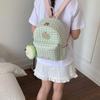 Schoolbag Korean Version Ins Small Fresh Cartoon Apple Backpack Women's Fashion Texture Versatile Plaid Sweet Cute Backpack