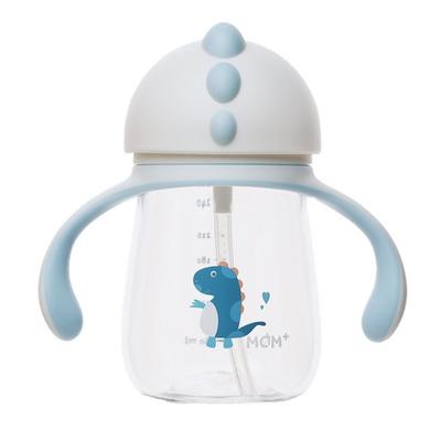 Mom Plus Spill-Proof Tritan Dinosaur Straw Cup 260ml, Blue, 1 Piece