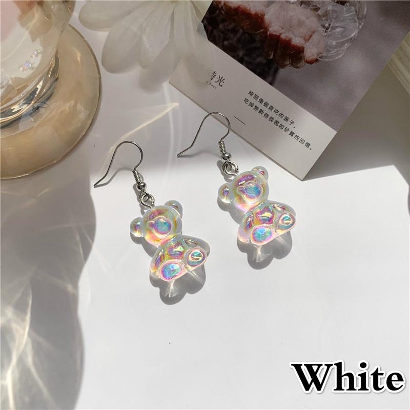 Women Transparent Bear Animal Stud Earrings Three-dimensional Jewelry Fashion Ear Accessory
