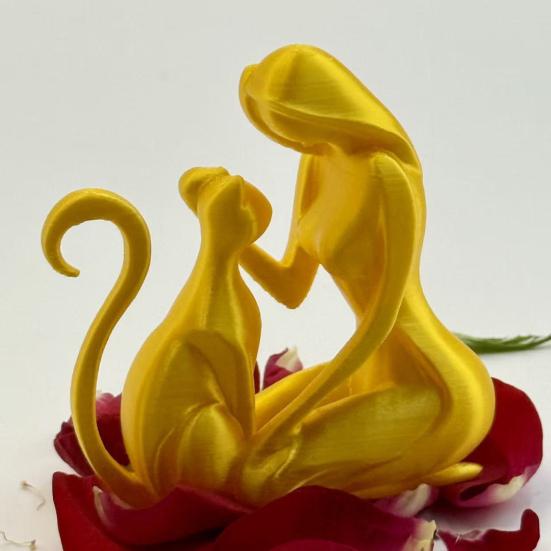 Abstract Women Cat Figurine 3D Printed Female Kitten Statue Sculpture Home Office Desktop Decoration Ornament