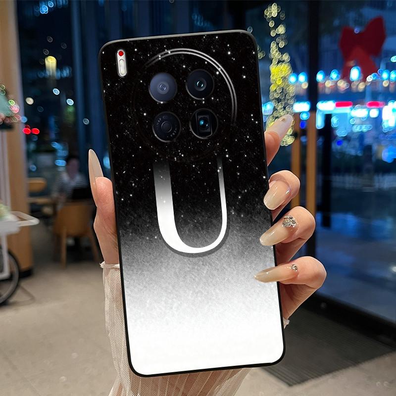 Cover For Tecno Camon 40 Premier 5G Case New Letter With Flower Shiny Starry Sky Soft Silicone Black Back Anti-scratch Cover