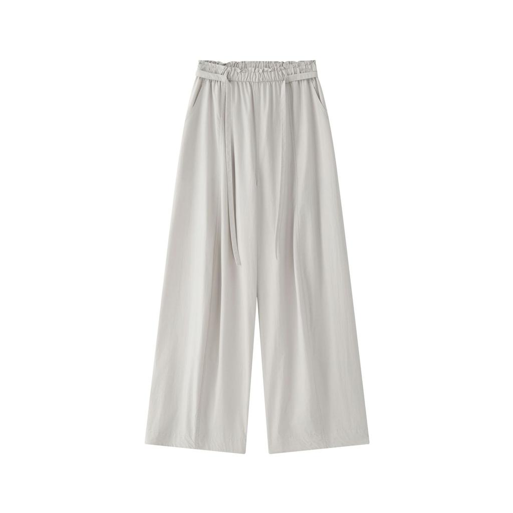 Japanese Style Relaxed And Elastic Waistband With Curved Waistband Casual Pants, Loose Silhouette Pants For Women