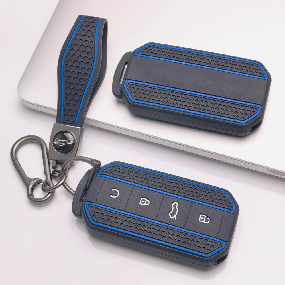 Key Fob Cover for Chery Tiggo with Keychain Anti-Scratch Guard Shockproof Protection Soft Grip Texture Responsive Button Touch Dust Resistant Cover