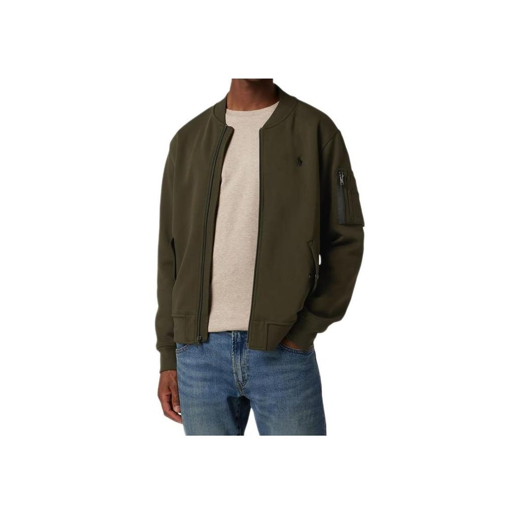 Polo Ralph Lauren FW23 Small Pony Logo Embroidered Solid Color Zip Jacket Men Jacket Olive-Green MNPOKNI16822112-300