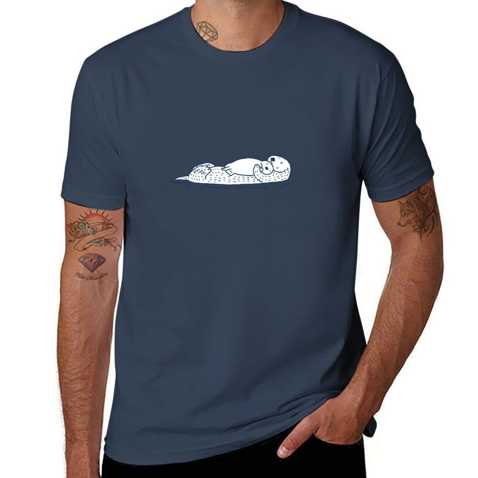 Sea Otter Parent And Child Sideways Tshirt Summer Print Short Sleeve Tee S