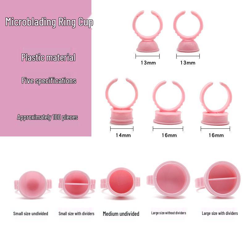 Eyelash and Tattoo Pigment Ring Cups, Large & Small Sizes, 100 Pcs/bag