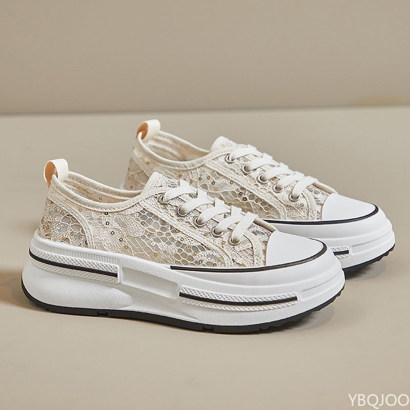 Women's Summer New Thick Soled Versatile Shoes with Breathable Mesh Casual Sports Simple Comfortable Mesh Shoes