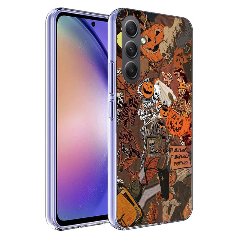 Halloween Fall Art Witch Cat Phone Case for Samsung A16 A26 A36 A56 A17 A37 A57 A07 A06 A02S A03 A04S A05S Galaxy Note 20 10 A50