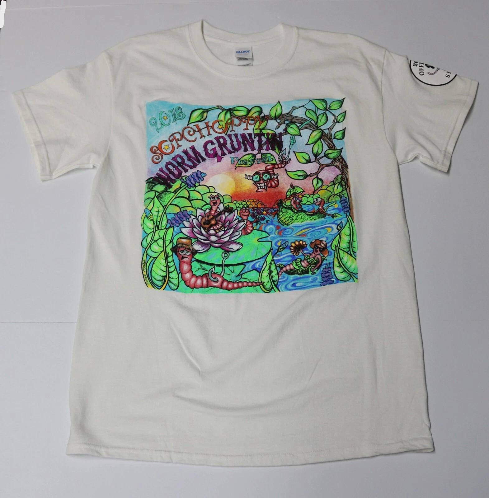 

2018 Sopchappy Worm Gruntin Festival Men s White T-Shirt Size Medium Tee (M) M