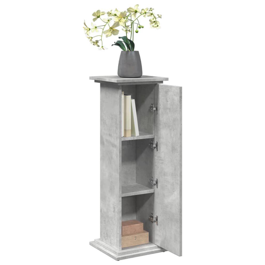 Concrete Grey Plant Stand with Storage Space 31 x 30 x 90 cm Engineered Wood