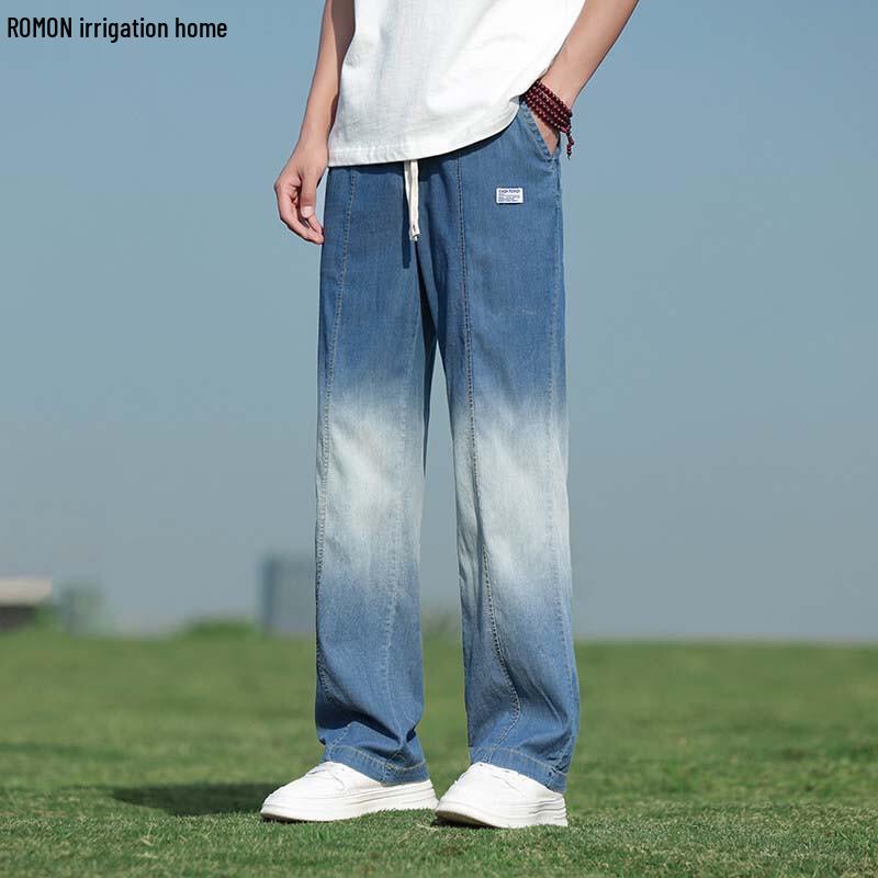 ROMON Men s Gradient Cool Tencel Wide-Leg Jeans M
