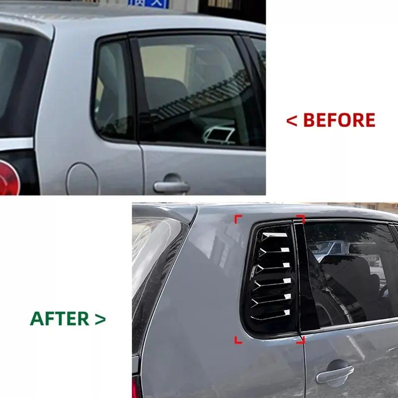 For Volkswagen VW Polo 5-Door Hatchback MK4 9N 2002-2008 ABS Plastic Rear Window Louver Scoop Cover Side Vent Trim Car Adhesive