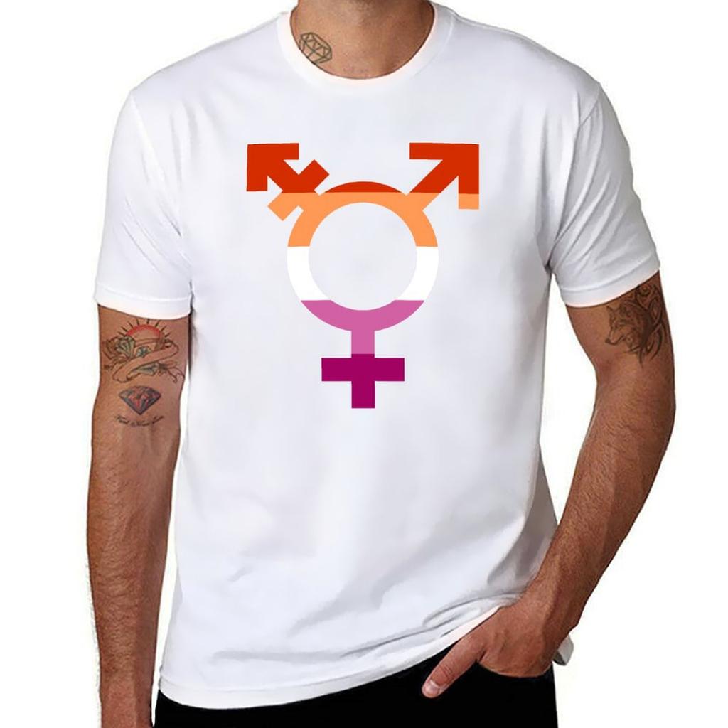 Lesbian Trans Pride Symbol Transgender Lesbian Pride Flag Tshirt Plus Size Summer Casual Tshirt