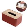 Desktop Tissue Box Rectangular Plastic Tissue   Box Cover with Wooden Lid for Home