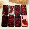 Red C-Cherry Pomegranate Raspberry Phone Case For Samsung A73,72,71,A52,51,40,41,A22,A32,31,A13, Soft Black Shell