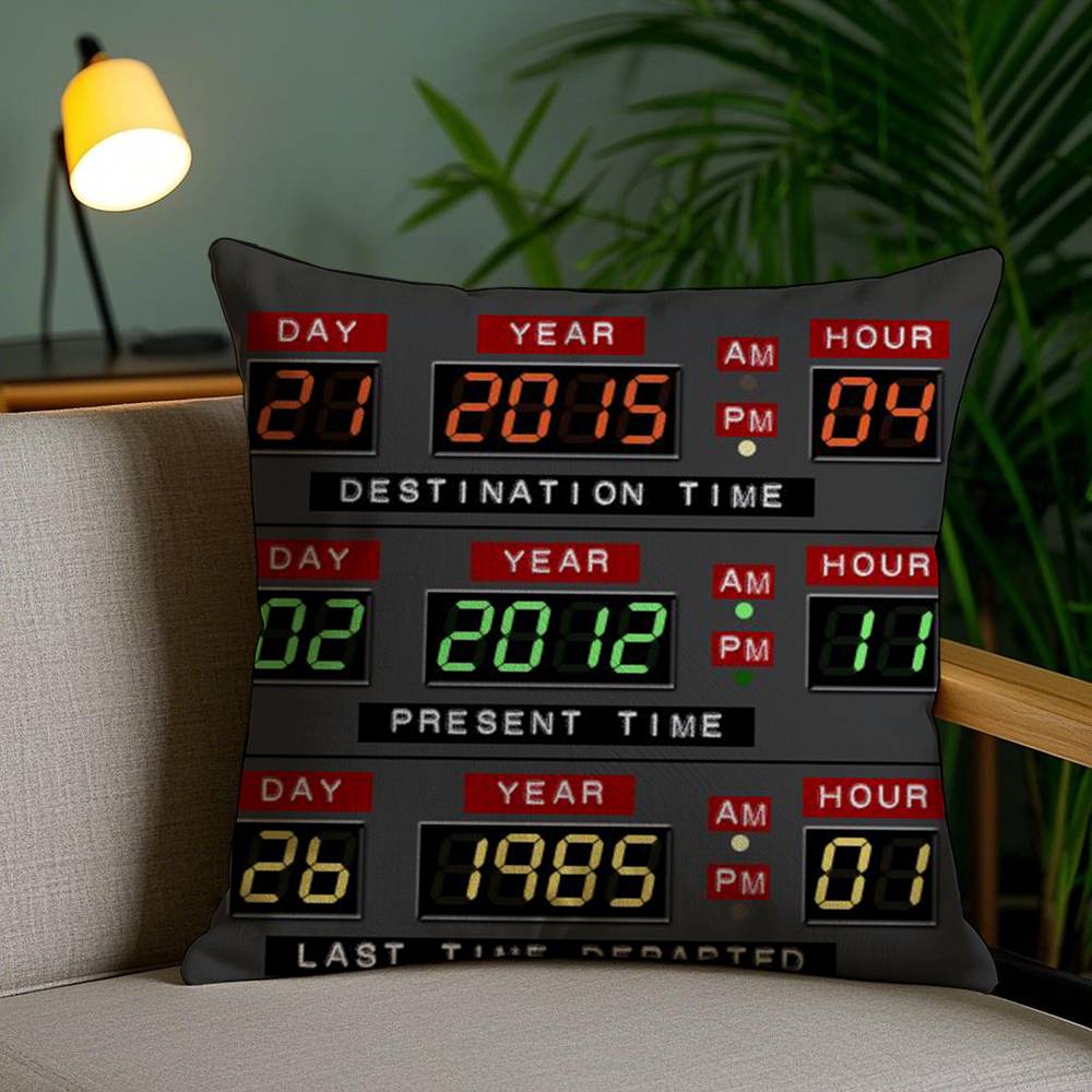 B-Back To The Future Pillow Case Home Dorm Chair Back Short Plush Double-sided Printing Office Nap Time Cushion Cover