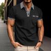 Polo Estiva da Uomo a Colore Unito Manica Corta Casual Traspirante Leggera Misto Cotone Top con Collo e Polsini a Quadretti