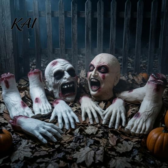Blood Party Favors 5 Pcs Halloween Body Parts Prop, Realistic Broken Head Hands Feet Set, Scary Human Texture Severed Zombie Dead for Outdoor
