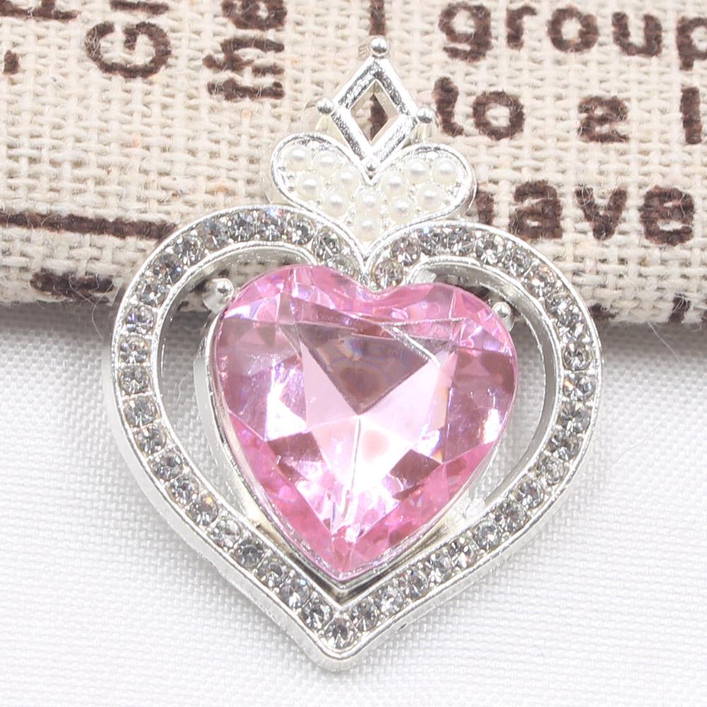New 10 Piece 22 * 30mm Peach Heart Rhinestone Pearl Alloy Flat Bottom Button DIY Phone Case Hair Accessories Gift Box Clothing D