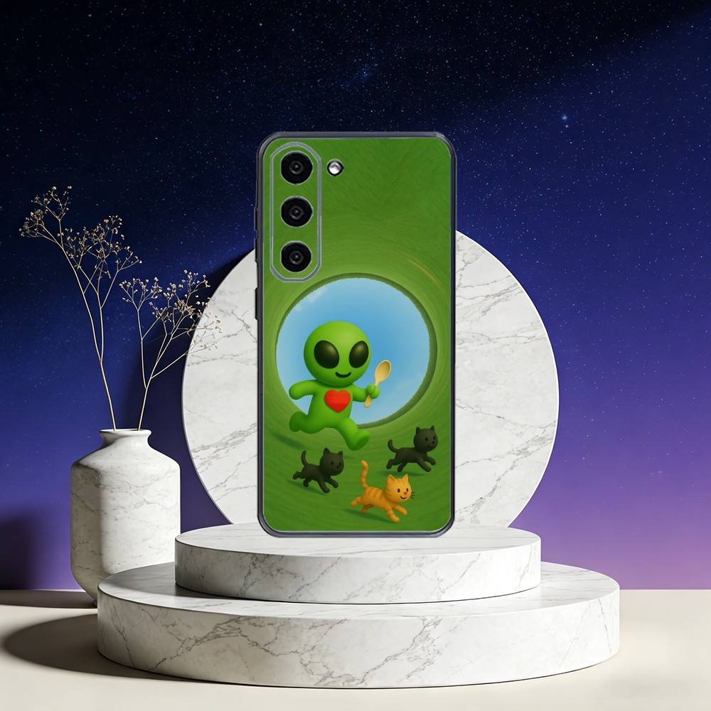 Funny Space U-UFO Alien Thing Phone Case For Samsung Galaxy A73,A72,A71,A70,A53,A52,A51,Others Soft Black Cover