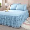 Lace Ruffled Bed Skirt Lace Lace 3 Pcs Set Non-slip Mattress Cover Princess Style Non-pilling Bedroom Bed Cover 3 Pcs Set
