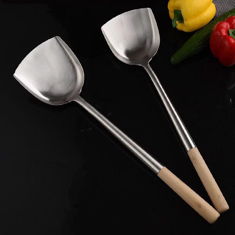 Stainless Steel Wok Spatula with Wooden Handle