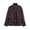 European and American Women's Clothing Popular Fashion Four-color Stand-up Collar with Belt Jacket