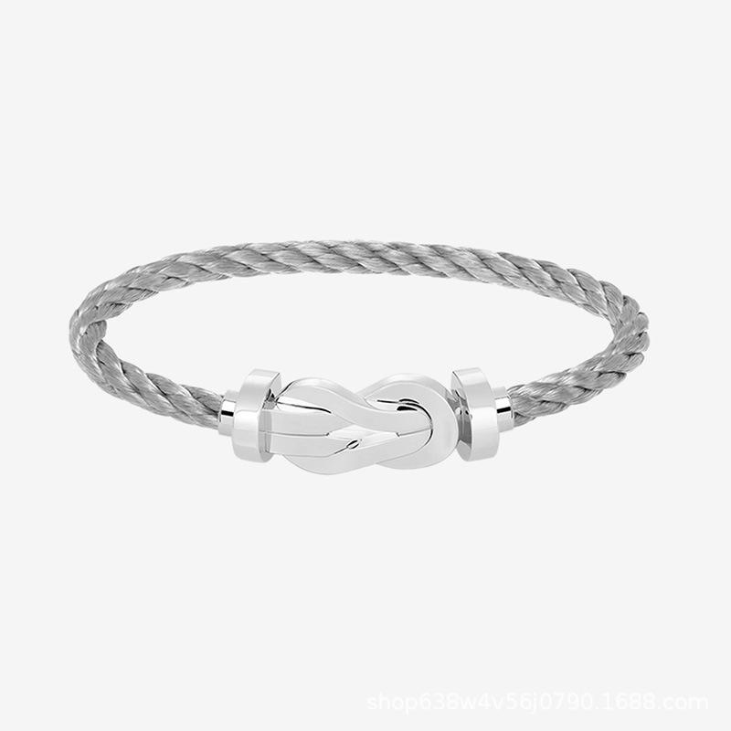 

High Plate 8-character Buckle Steel Rope Bracelet, High-end Sense Light Luxury Fortune Buckle Bracelet, Male and Female Couples Hand Rope 21cm ( 85-95kg )