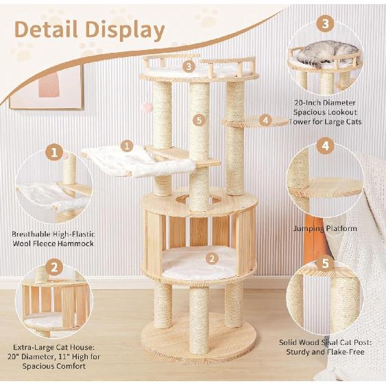 Best Selling Classic Wooden Cat Furniture for Indoor Use Climbing Frame Cat Tree Scratcher Tower Eco Friendly Durable