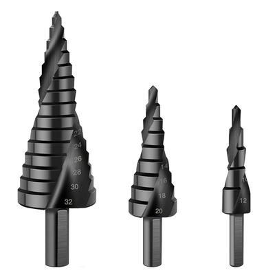 Spiralbohrer mit Rillen zum Entgraten mit Rundschaft, Blechbohrer, Stufenbohrer für Metall, Kegelsenker Durchmesser 4-32mm