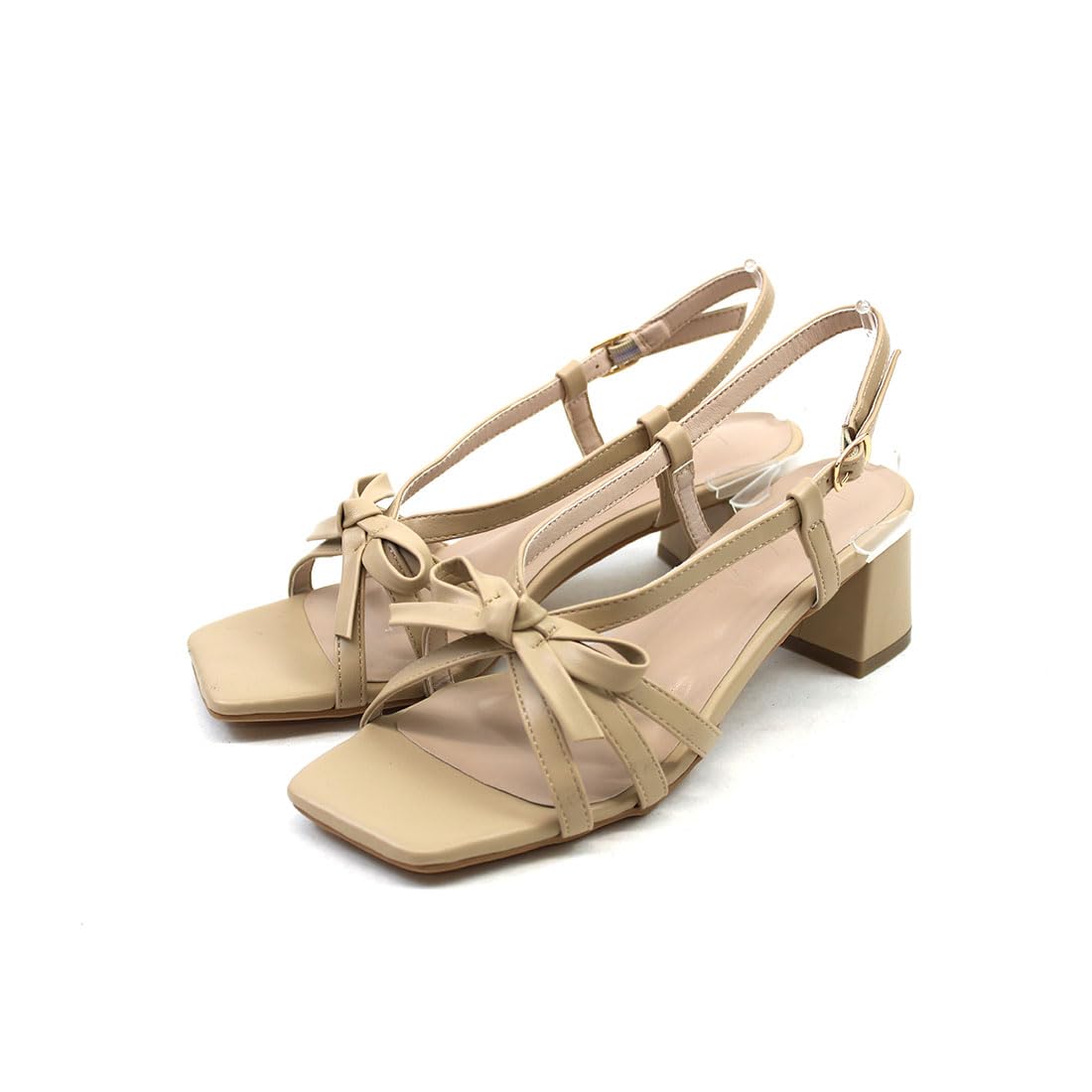 

Vivian Strap Sandals with 5cm Chunky Heel and Size L Women s Ribbon, V65104SM, Beige, (24.0-24.5cm)