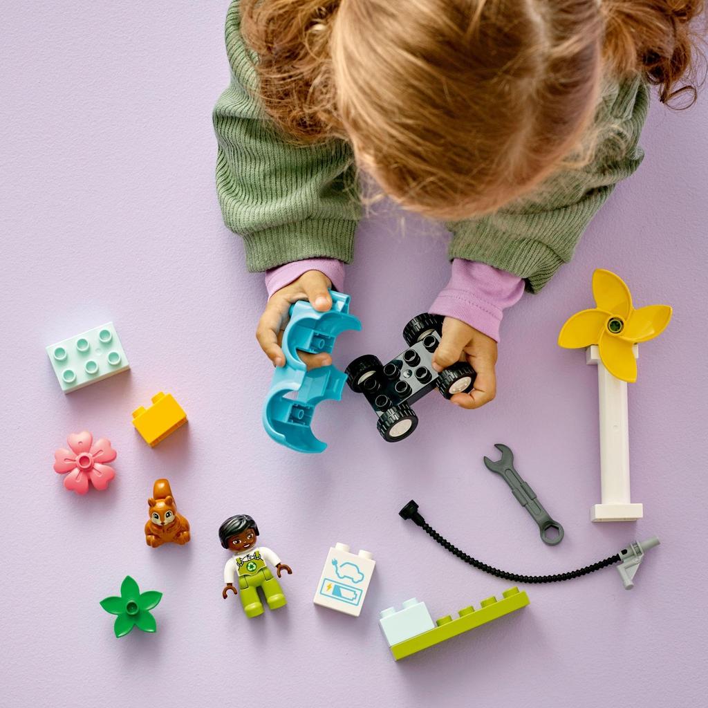 LEGO Duplo Duplo Town Wind Turbine and Electric Vehicle 10985 Toy Blocks Present Infant Baby Car Car Town Building Boys Girls 2 Years Old and Up