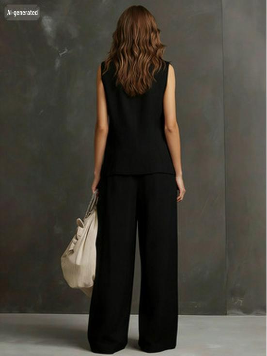 2026 European-American Linen Summer Set: Sleeveless Vest + Wide-Leg Pants - Gentle, Effortless Style