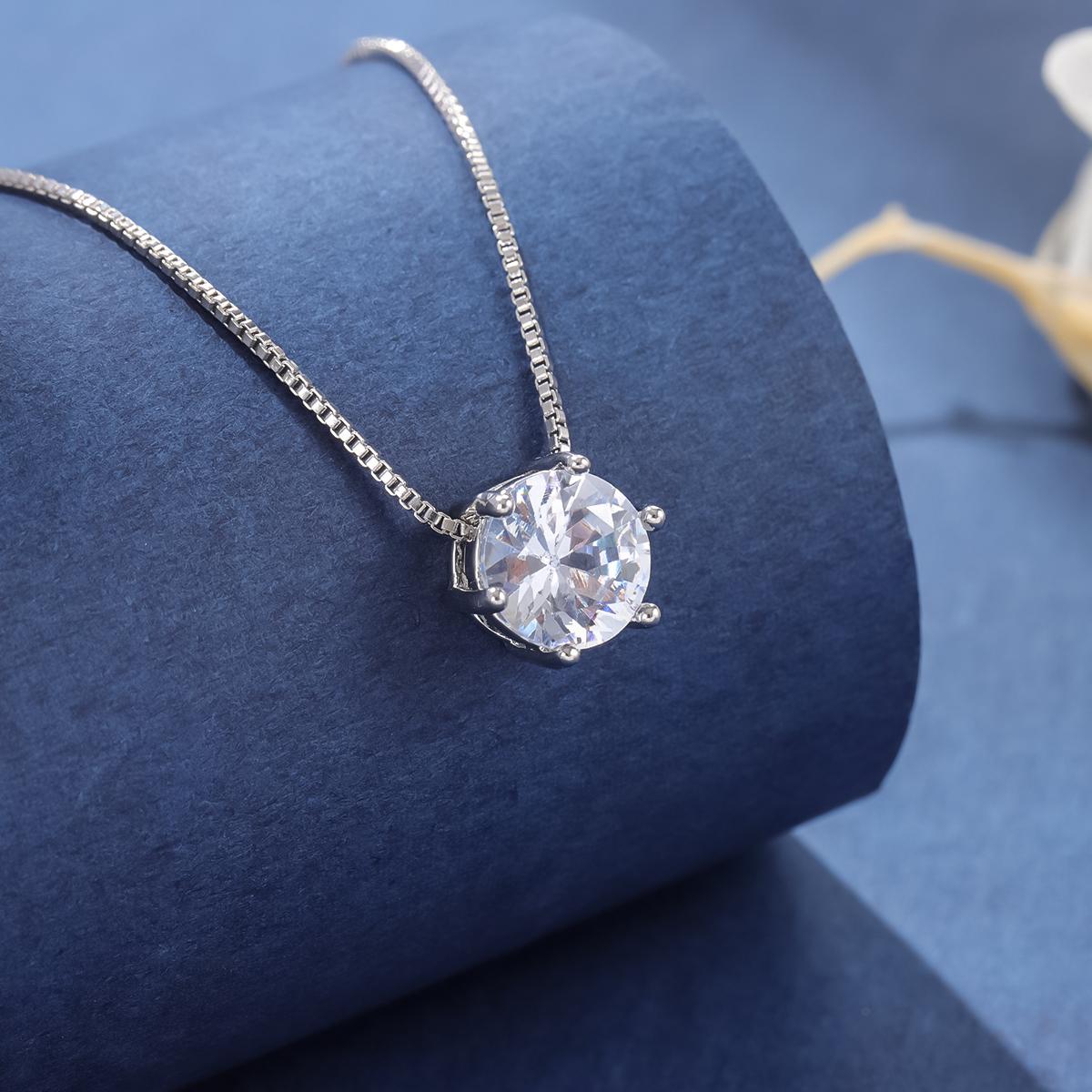 

New Simple Single Crystal Clavicle Chain 925 Sterling Silver Pendant Necklaces XL025 срібний