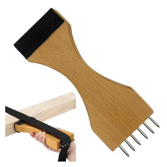Întinzător Webbing din Lemn Unealtă Tapițerie Extractor Webbing Mâner Anti-Alunecare Pini de Oțel Pânză Covor Reparații Mobilier Materiale Tapițerie