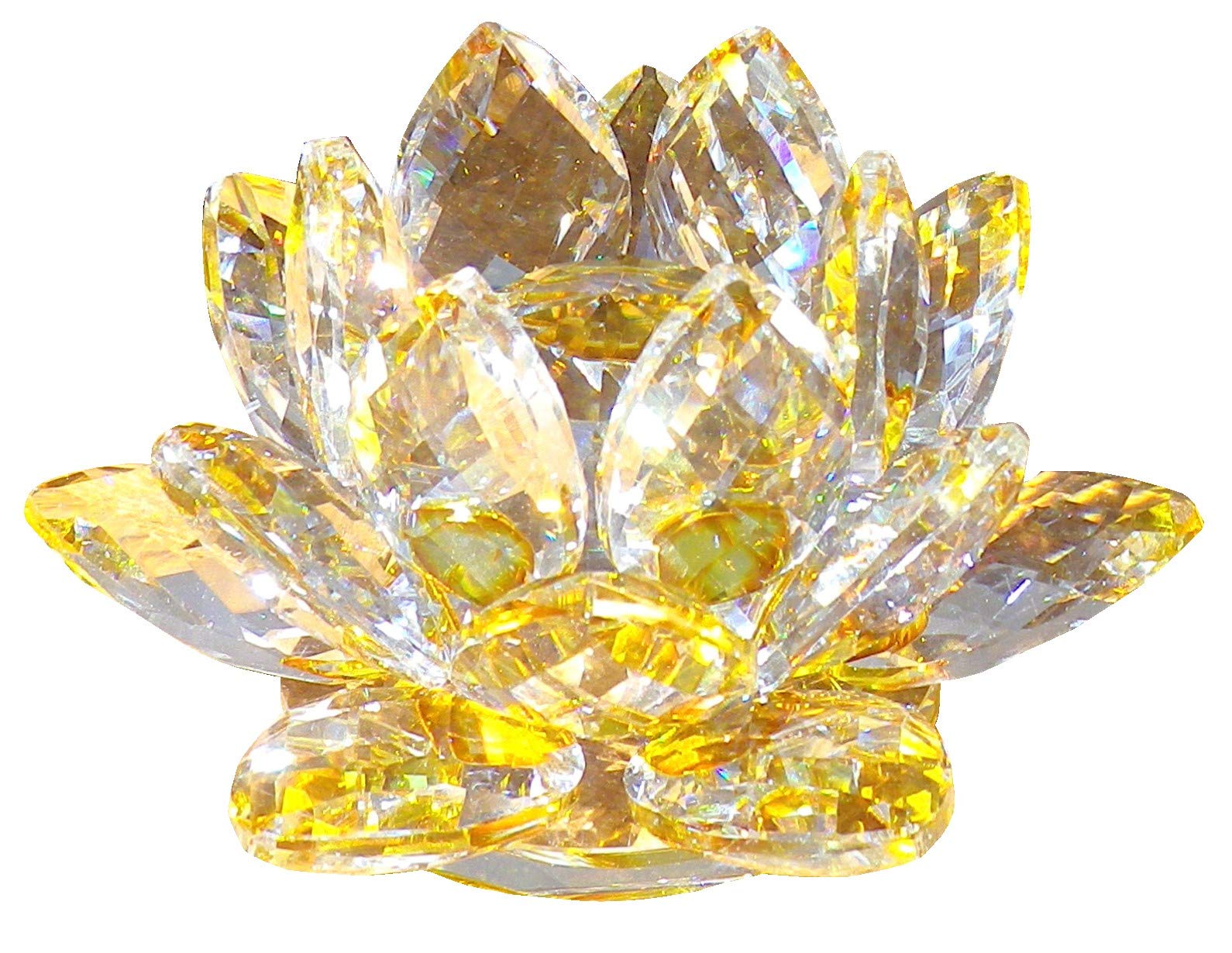 

Crystal Glass Figurine Colorful Lotus Flower Interior Flower Lotus Feng Shui Good Luck Suncatcher [KKD] (10cm Yellow) жёлтый