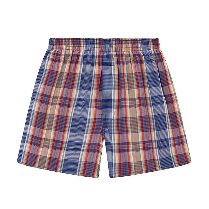 Yiershuang Men's 100% Cotton Woven Plaid Boxer Briefs (3-Pack)