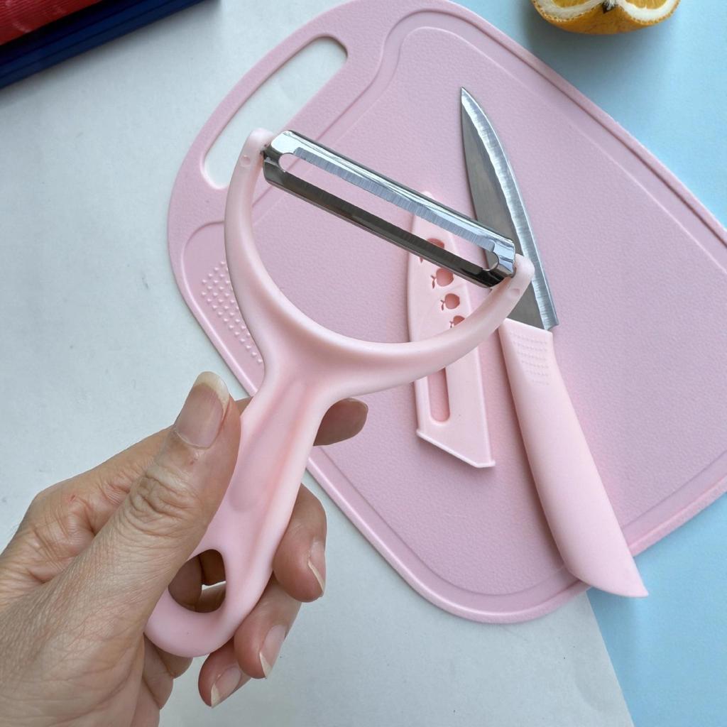 Portable Baby Food Knife Set: Includes Utensils, Peeler, Fruit Knife, Cutting Board - Three-Piece Set Gift