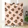 Cute Cartoon Monkeys with Brown Fur and Blue Bows On Tails, Repeating. for All Seasons Blanket Lunch Break Throw Gift