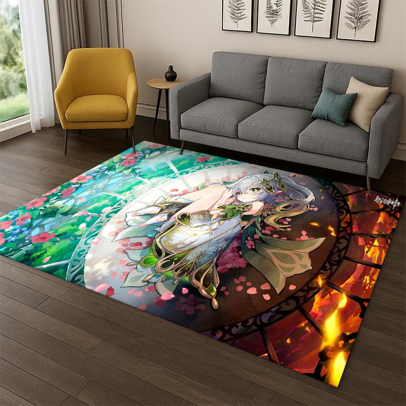Neuer Genshin Impact Cartoon Spiel Teppich für Schlafzimmer Wohnzimmer Sofa Spielzimmer Fußmatte Heimdeko, Kinderbereich Teppich Rutschfest Geschenk