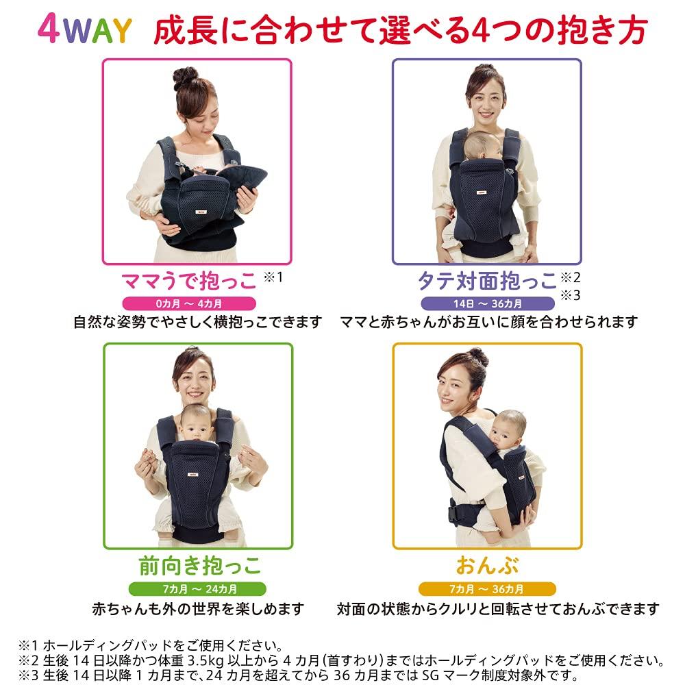 Aprica 2123836 Koala Ultra Mesh Baby Can Be Used from Newborns To 36 Can Be Carried 4WAY Carrier, Months, Sideways, (Navy)