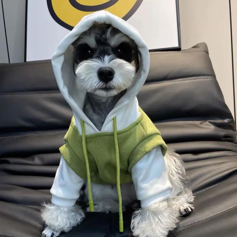 

Schnauzer Dog Sweatshirt Puppy Cat Pullover Dogs Small Dog Hoodie Coat Winter Warm Pet Clothes for Bulldog Pet Products 2XL(11-13KG) зелений