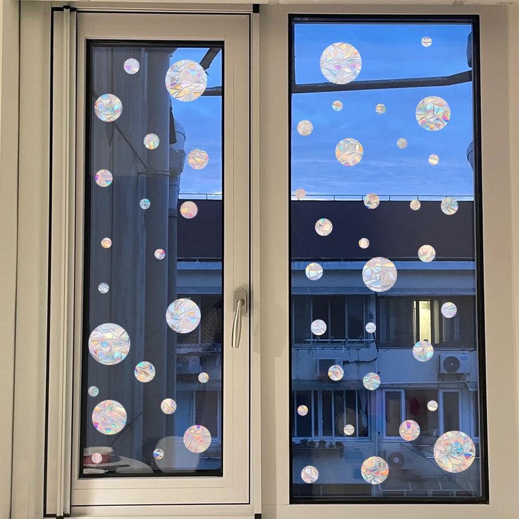 Anti-Collision Circular Window Stickers  Reusable Rainbow Window Clings Stop Birds from Hitting Windows