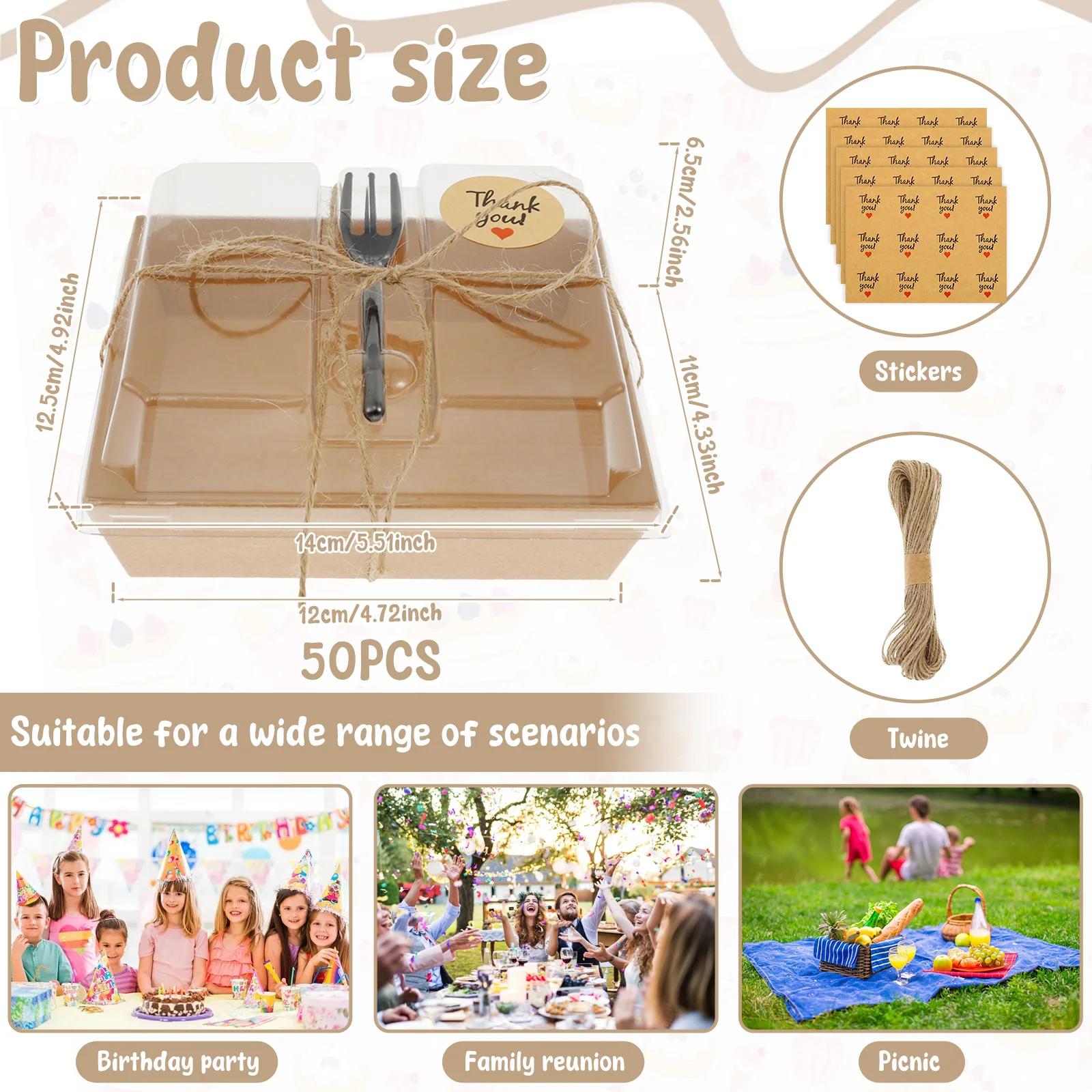 50Pc Paper Cake Box Kraft Paper Dessert Container Sealing Cake Packaging Case Bread Cookie Pastry Box for Wedding Birthday Party