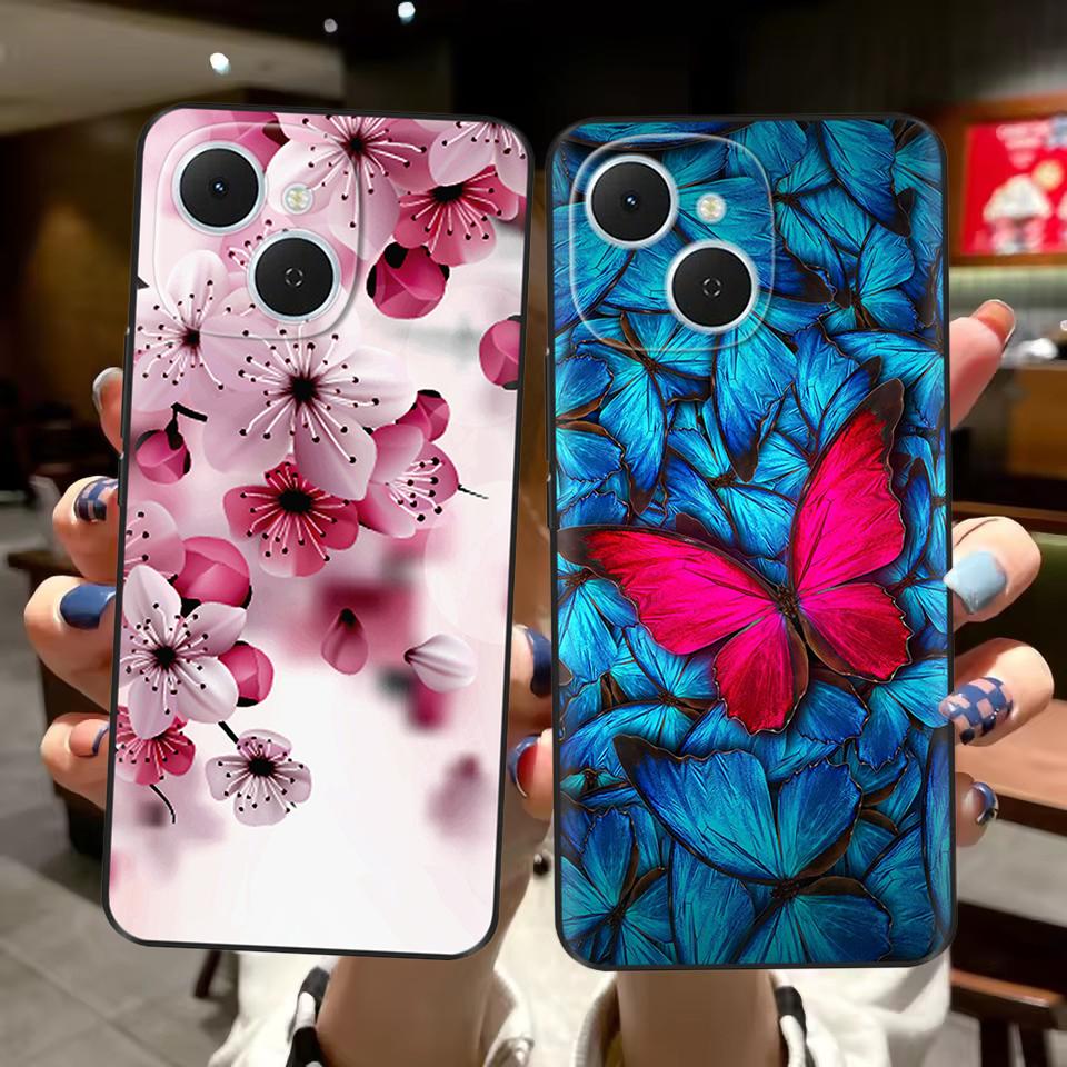 For Tecno Spark 40C Case Flowers Soft Silicone TPU Phone Cases For Tecno Spark 40C Shockproof Cool Wolf Flowers Protective Cover