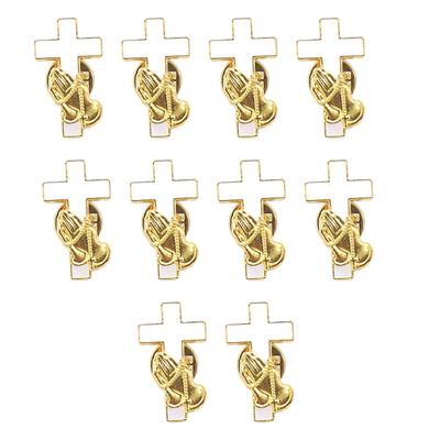 10 Stück Religiöse Gekreuzte Brosche Anstecknadel mit Verschlussspange für Sammler Dekorative Reversnadel für Kleidung Jacken Mantel Tasche